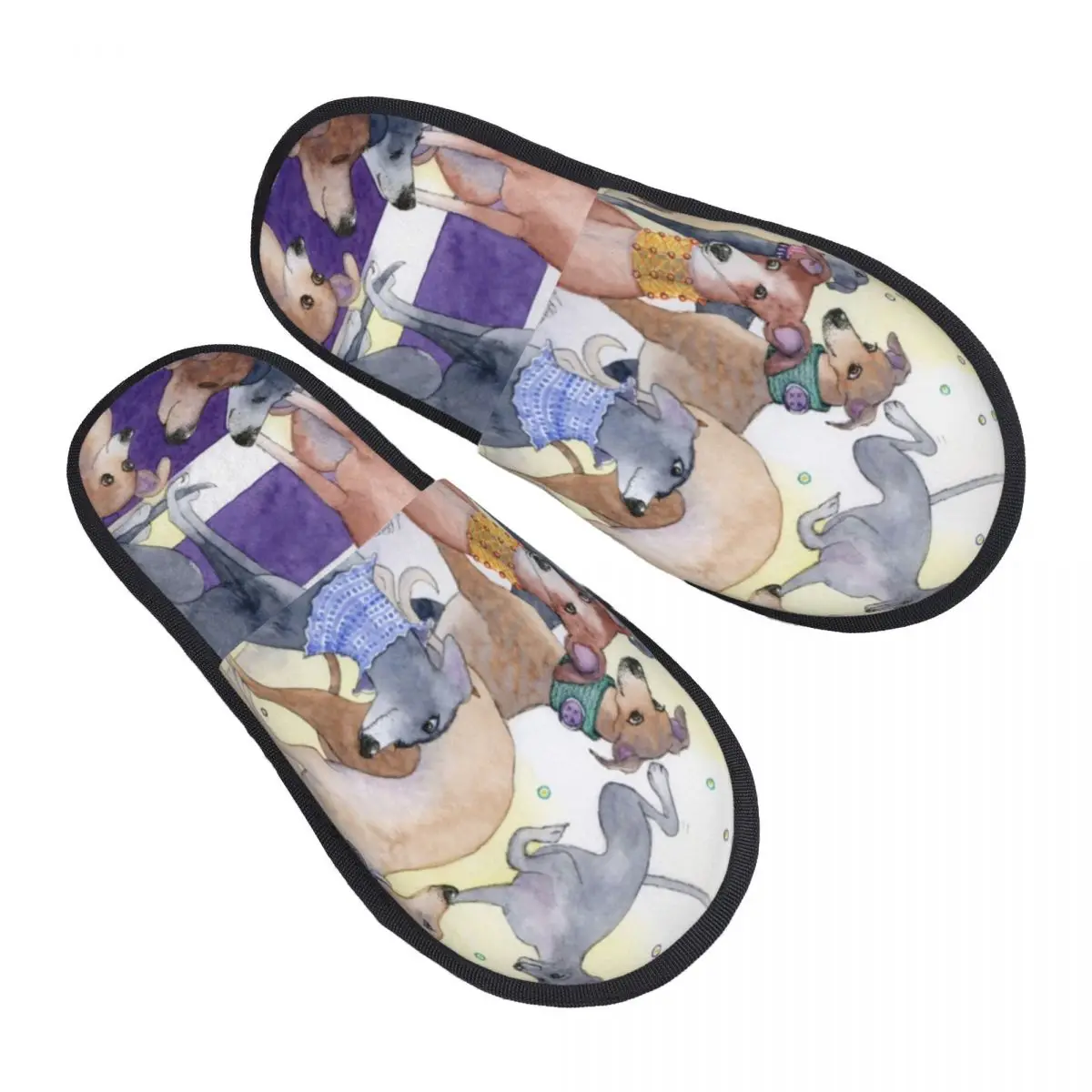 Whippets And Greyhounds Guest Slippers for Hotel Women Custom Print Sighthound Dog House Slipper