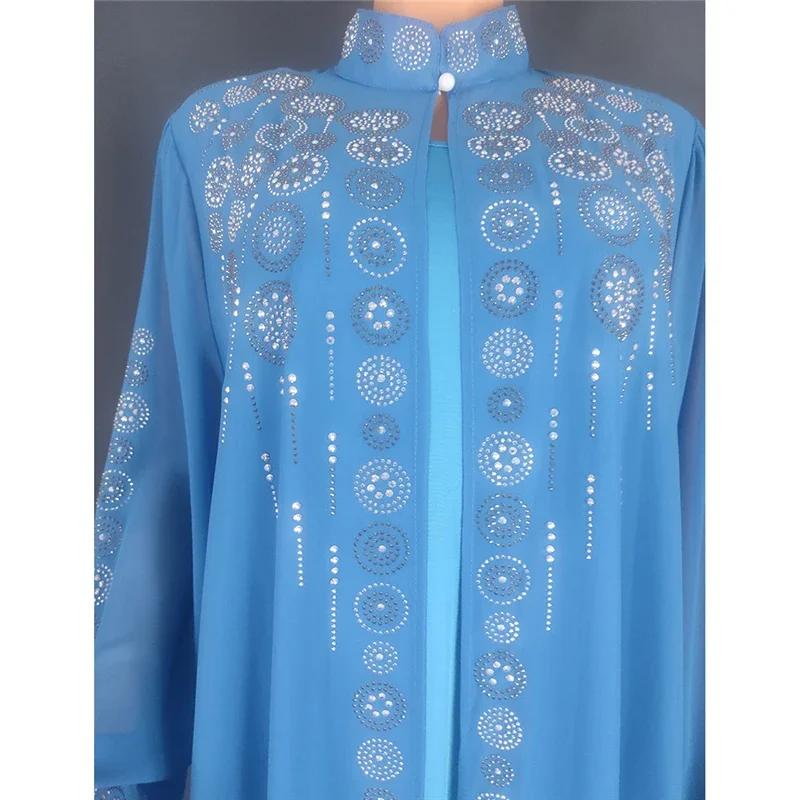 Abayas para mujer Dubai lujo 2023 gasa Boubou Stand Collar vestido de moda musulmana caftán marroquí ocasión de fiesta de boda Mujer