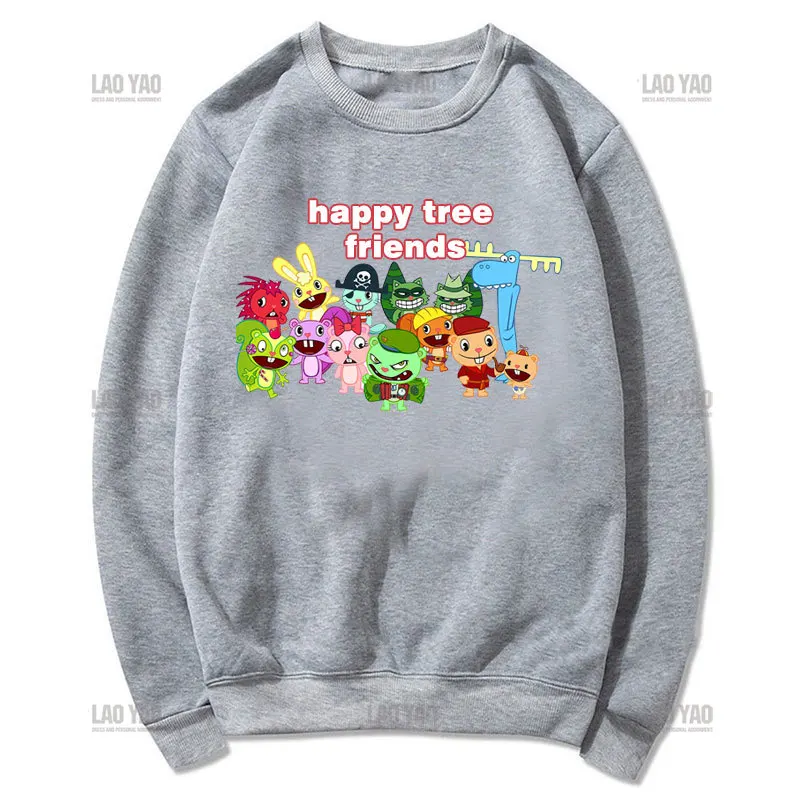 Hoodie kartun Unisex, Hoodie Unisex lucu, pakaian jalanan, kartun, obral panas, Teman pohon bahagia, pullover motif Pohon bahagia