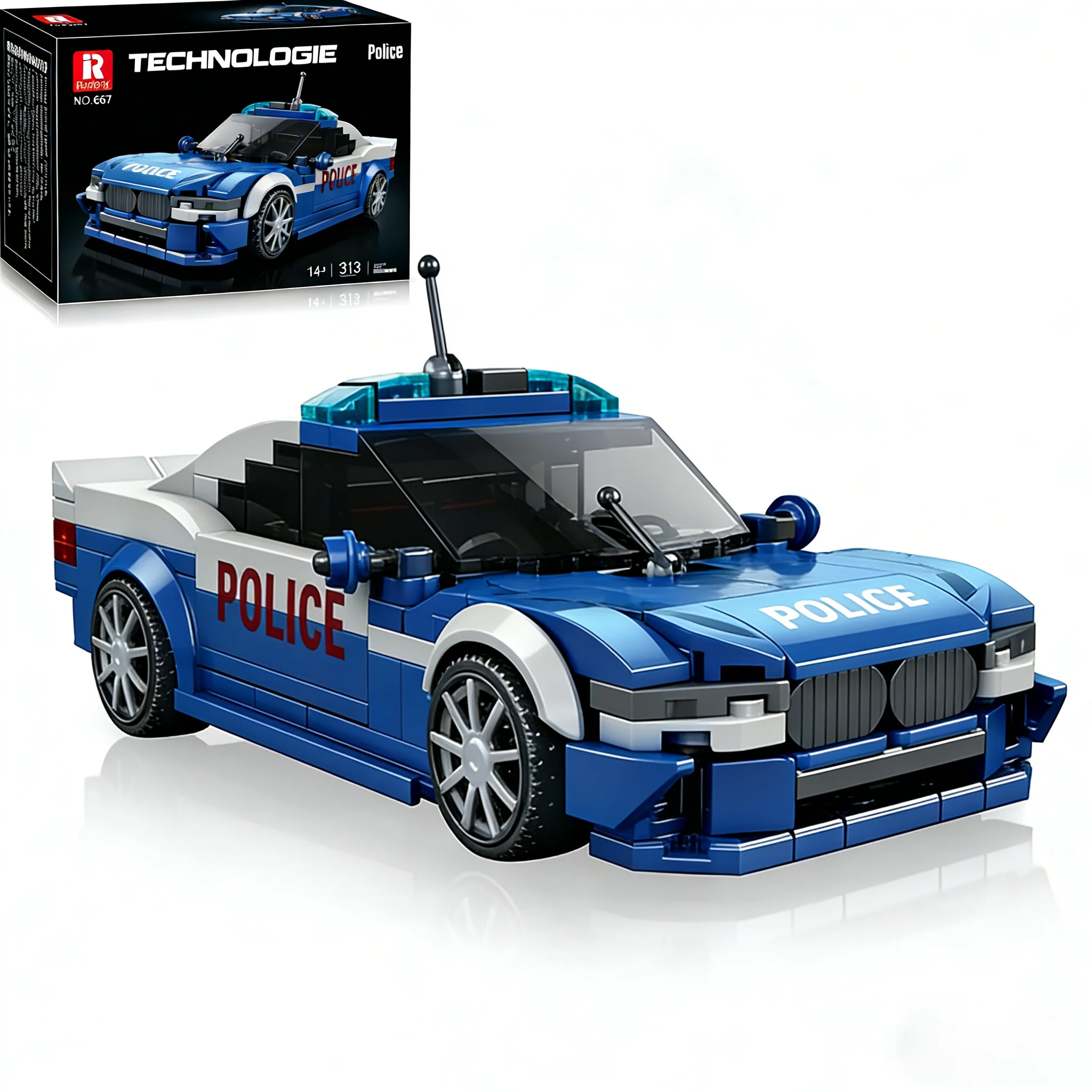 

1:24 Police Car Building Blocks Set- Educational Puzzle Toy, Collectible Vehicle Model, Desktop Decor & Ideal Holiday Gift