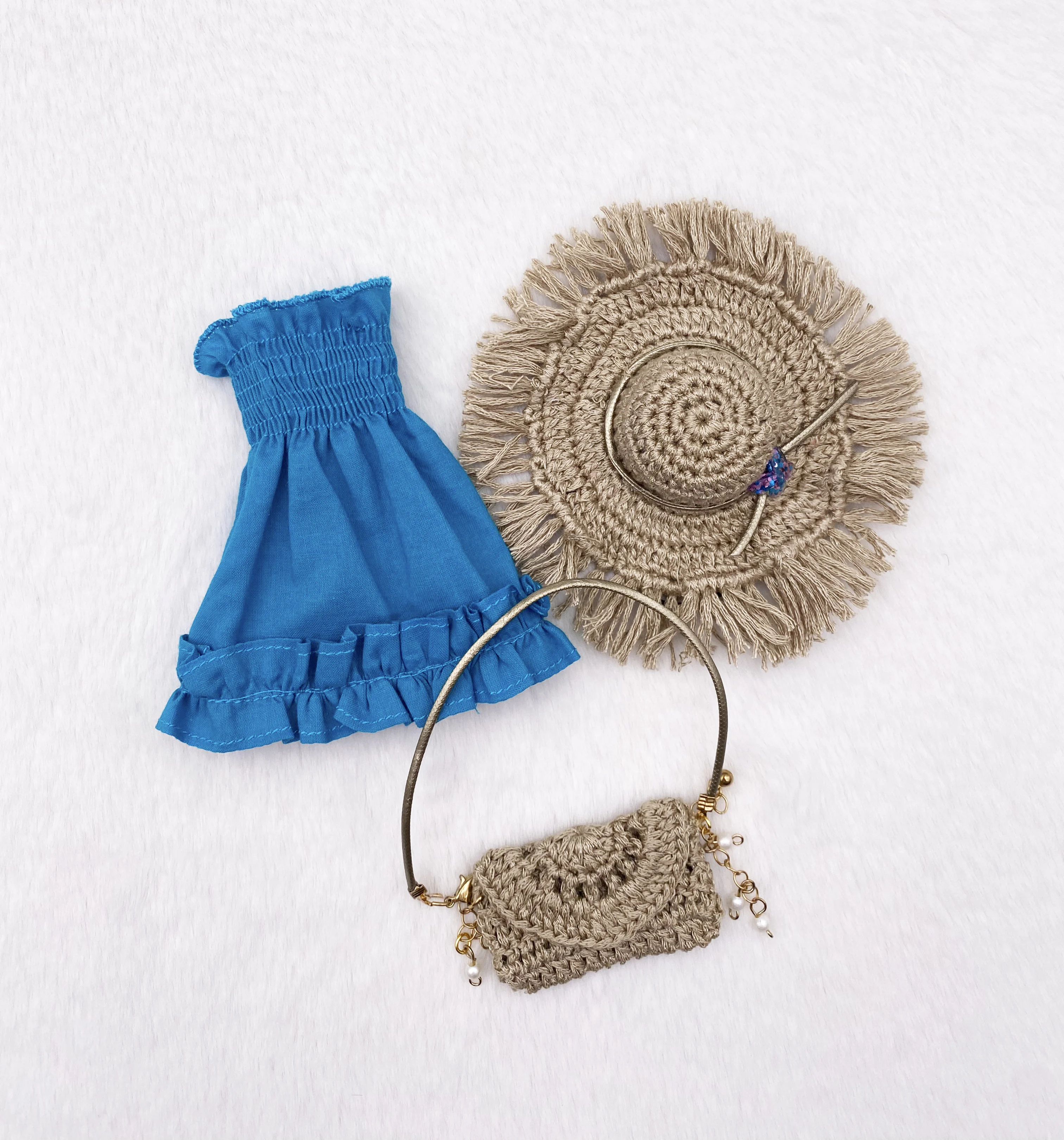 

Одежда и юбки для кукол Kari 2026: Чисто ручная работа, синяя летняя коллекция для кукол Landazz Landoudou.