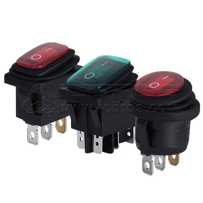 KCD1 KCD3 KCD4 Mini Round Shape Waterproof Rocker Switch ON/OFF,6A 250VAC/10A 125VAC,Electrical Equipment With Lighting Power