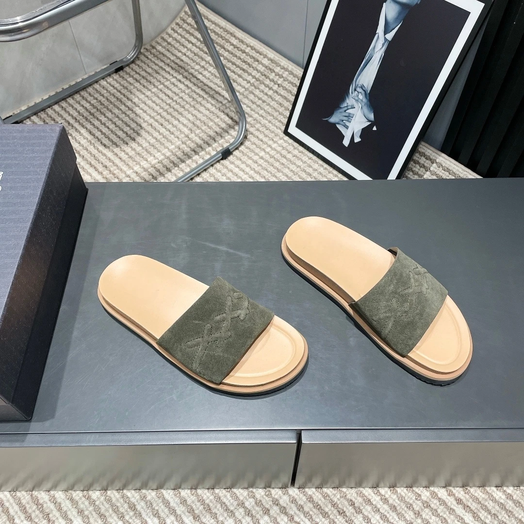 

Элитные мужские кожаные тапочки ручной работы из замши для пляжа и сада, повседневная обувь, модные домашние тапочки-сандалии, подарки на праздники