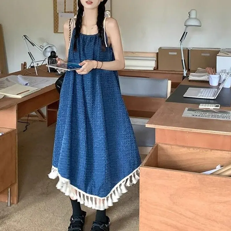 Bella moda irregolare senza maniche camis abito longuette moda donna tinta unita gonna a trapezio estate pullover larghi abbigliamento da donna