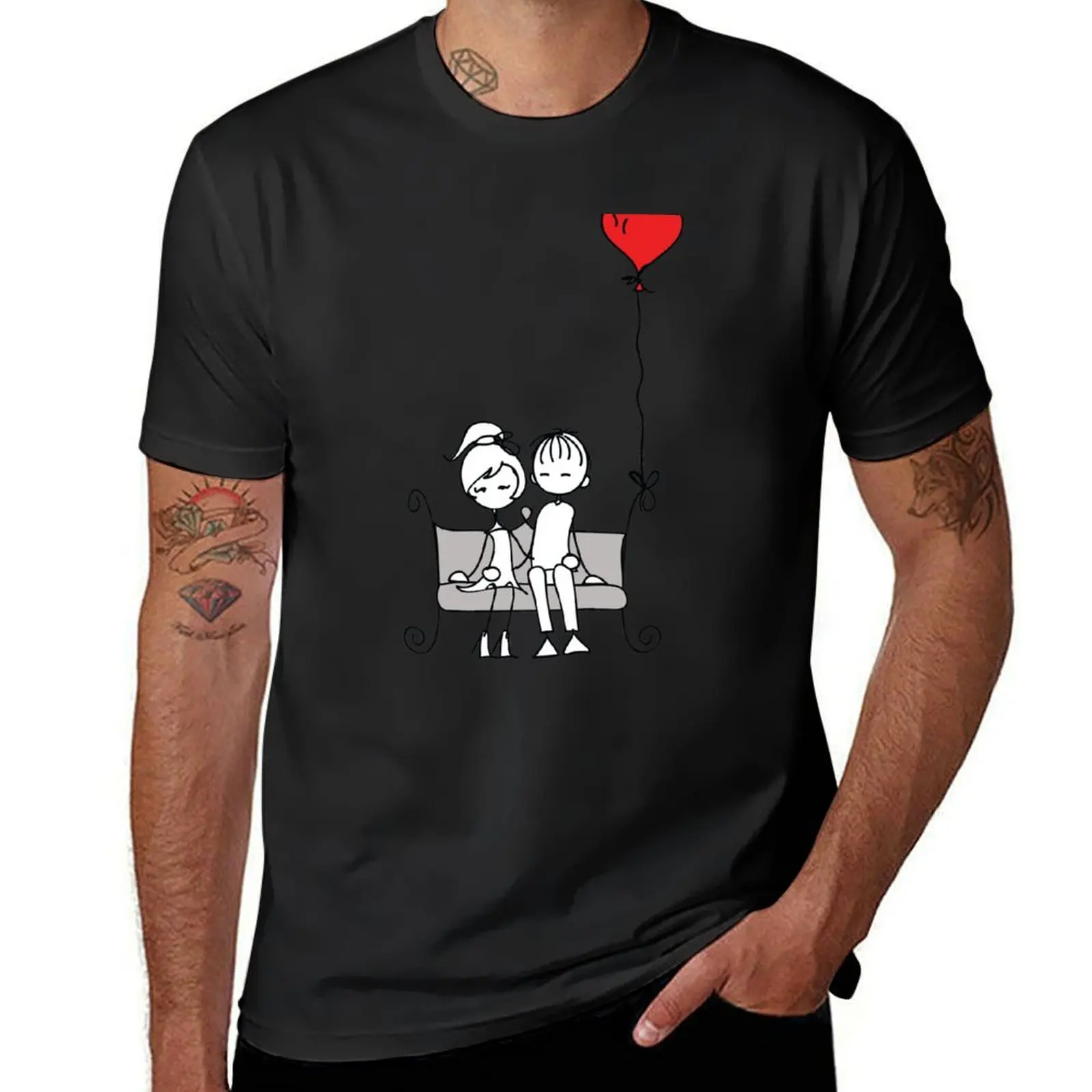

Stick couple in love on a bench T-Shirt funny costumes plus sizes anime shirt quick drying oversized t shirt men