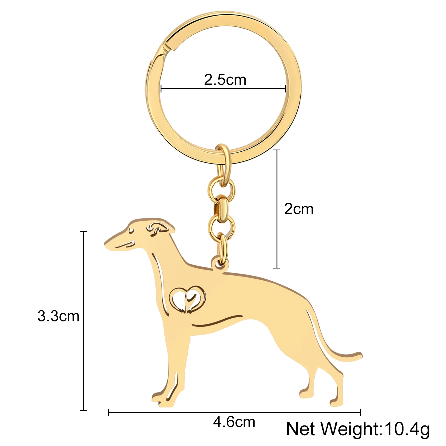 Bonsny Stainless Steel Gold-plated Whippets Dog Keychains Keyring Animal Pet Key Chain For Women Girls Fashion Jewelry