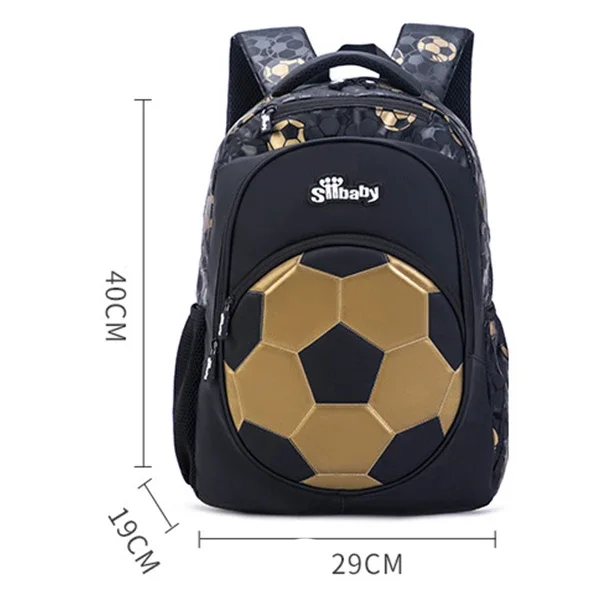 Novo 3d bonito saco de escola ortopédico para meninos dos desenhos animados mochila de futebol crianças alta capacidade à prova dwaterproof água 1-3