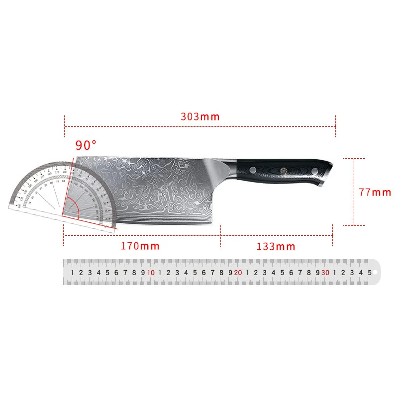 Slicing Knife G10 Handle 10Cr15MoV 67 Layer Damascus Steel Blade Sharp Chef Cleaver Meat Vegetables Kitchen Knives Cooking Tools