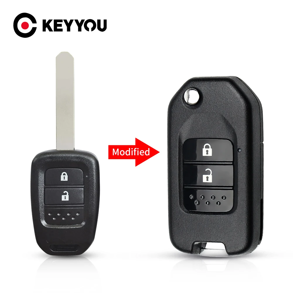 KEYYOU Flip Folding Modified Remote Key Shell 2 Button Fob For Honda Fit Marina Wisdom XRV CITY Car Key