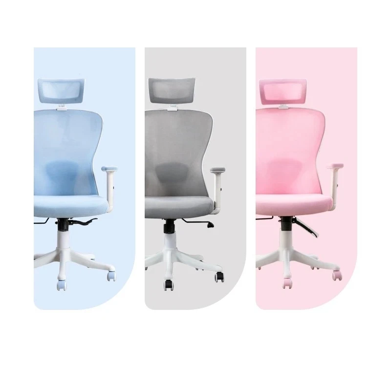 Silla ergonómica minimalista de nailon para juegos, sillón giratorio de malla transpirable, elevador de oficina, color rosa, para dormitorio de