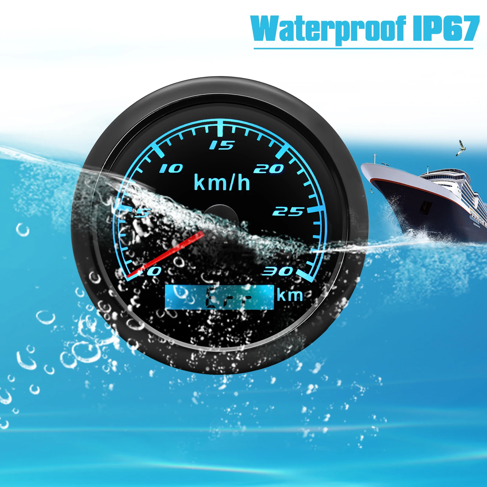 

0-30KMH,0-120KMH 85MM GPS Speedometer Gauge with GPS Antenna 7 Color Backlight Pointer Odometer Car Marine Boat Yacht Waterproof