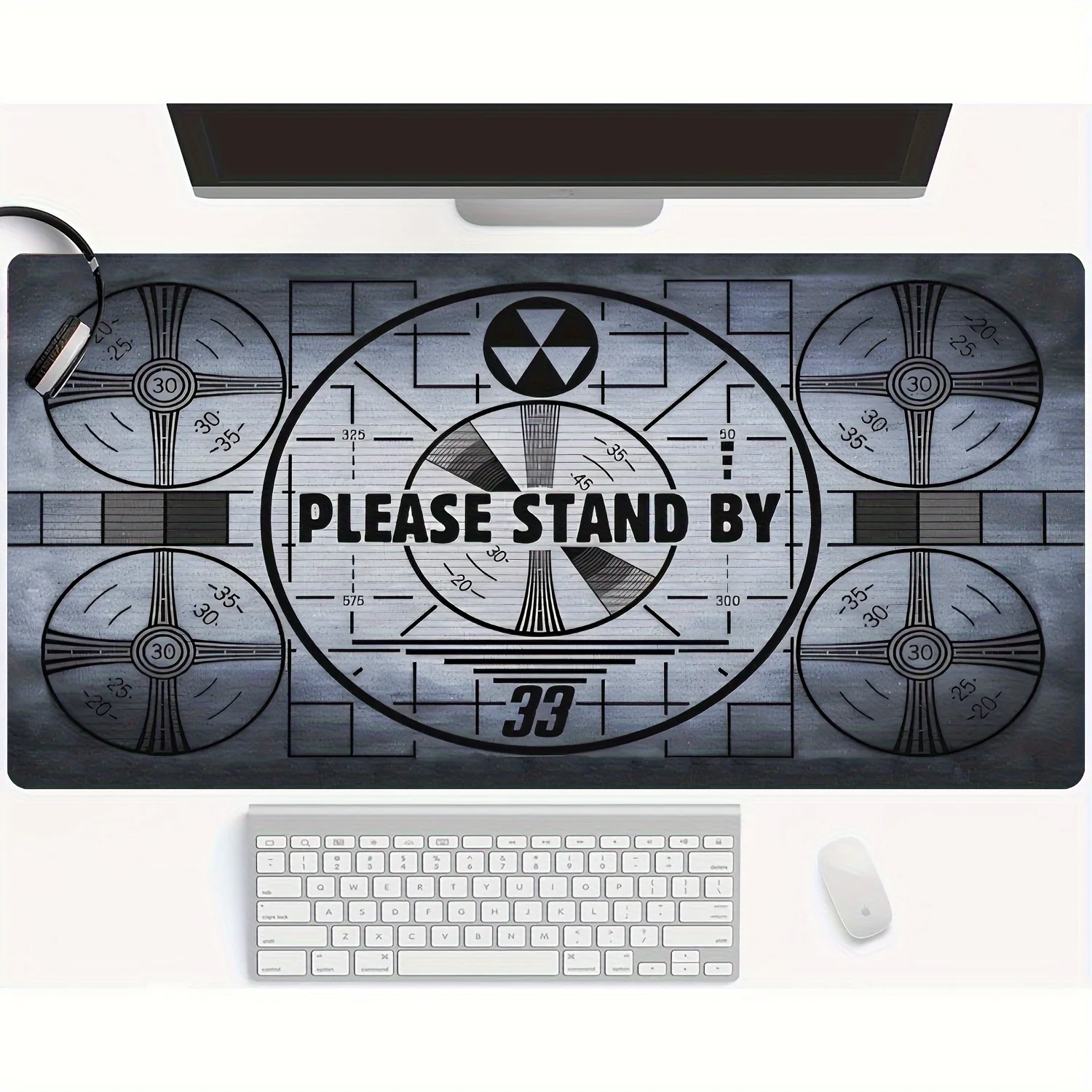 

Большой нескользящий резиновый игровой коврик для мыши с ретро-дизайном телевизионного тестового рисунка для офиса и домашней рабочей станции