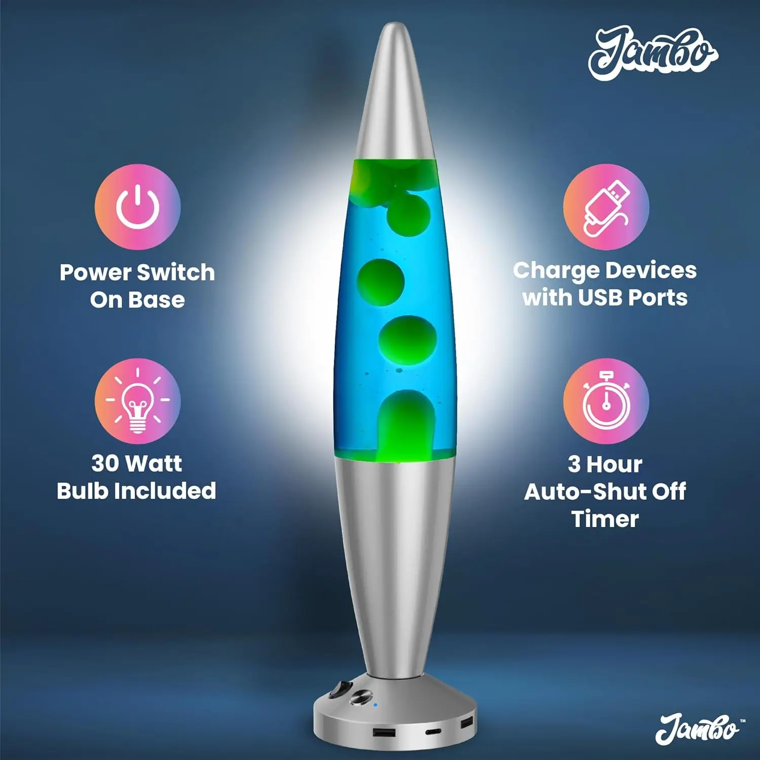 Luce notturna rilassante da 16 pollici con cera, lampada USB con spegnimento automatico per la decorazione domestica nel soggiorno, l'ufficio, la camera da letto