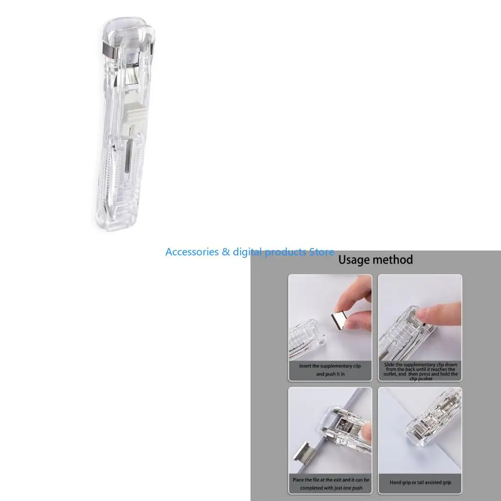 77JD Handheld Paper Clip Clamp Dispenser Refillable File Clamp Holder for Office
