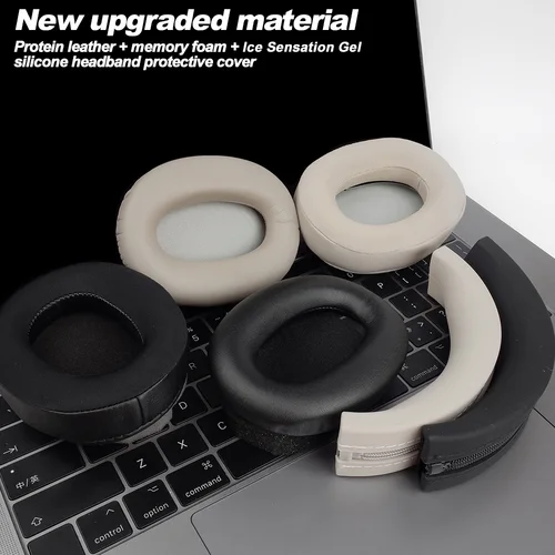 Imagen 2 del producto Almohadillas para los oídos compatibles con SONY WH-1000XM1/2, espuma viscoelástica de cuero, almohadillas para los oídos, almohadillas de repuesto para auriculares suaves Pro