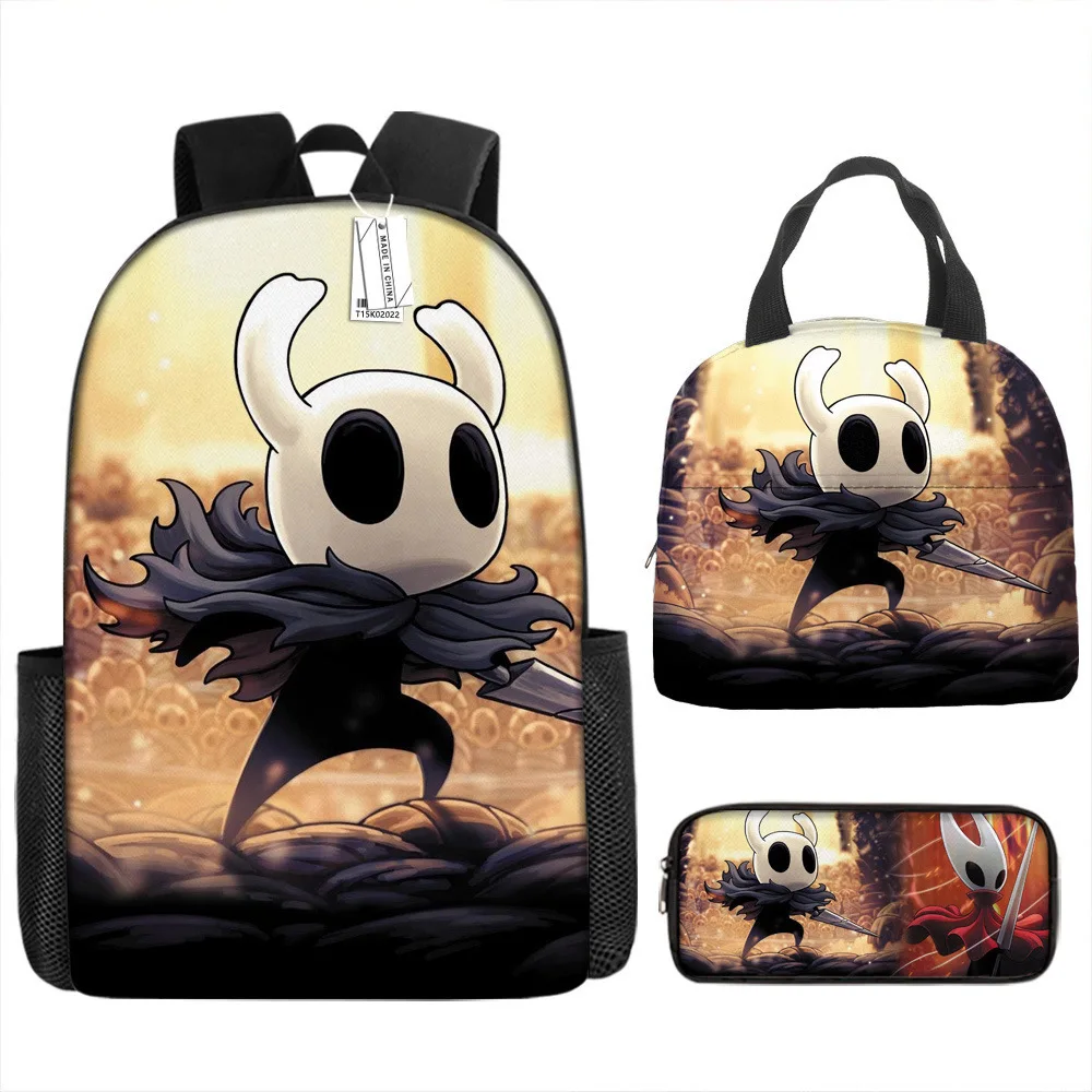 Classic Popular Funny Novelty Hollow Knight 3D Print 3pcs/Set pupil School Bags Laptop Daypack Backpack Lunch bag Pencil Case
