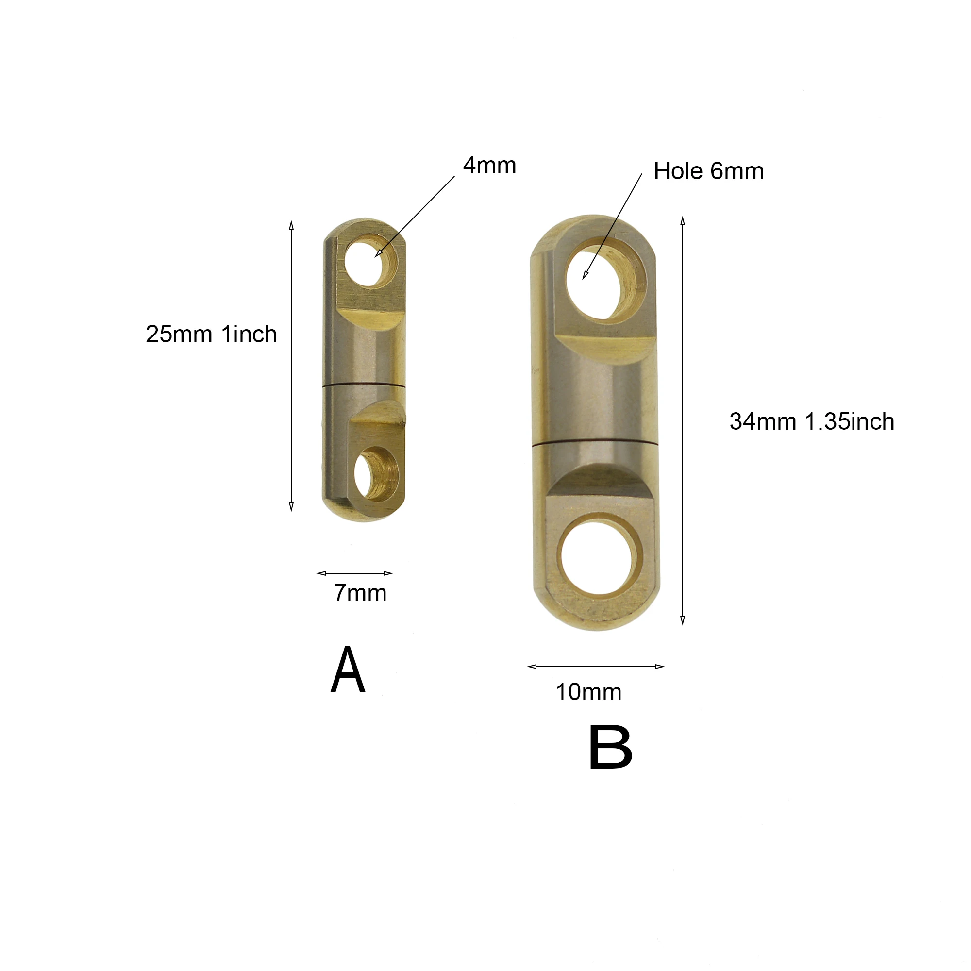 2 pcs Super fine  25mm 34 mm  Heavy duty Solid raw brass cylinder swivel connector FOB EDC keychain links