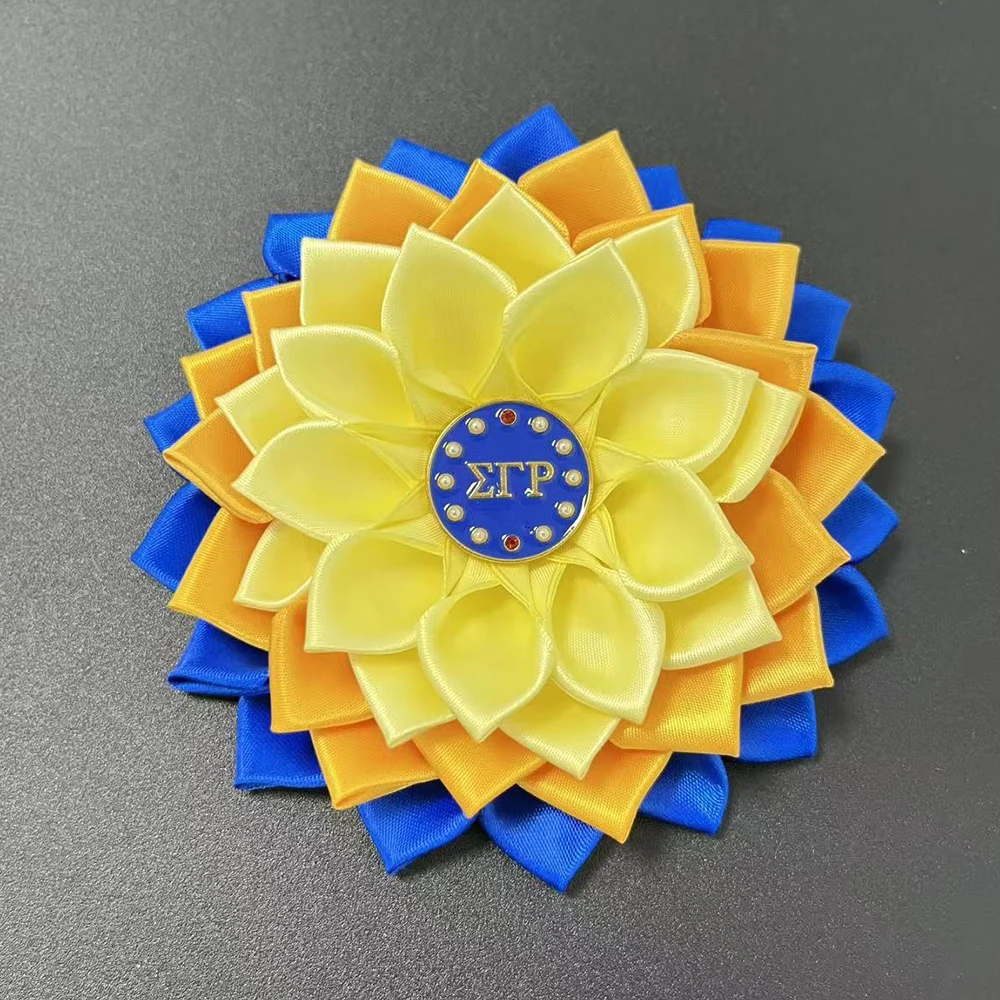 Sigma Gamma Rho Letters Silk Flower Brooch