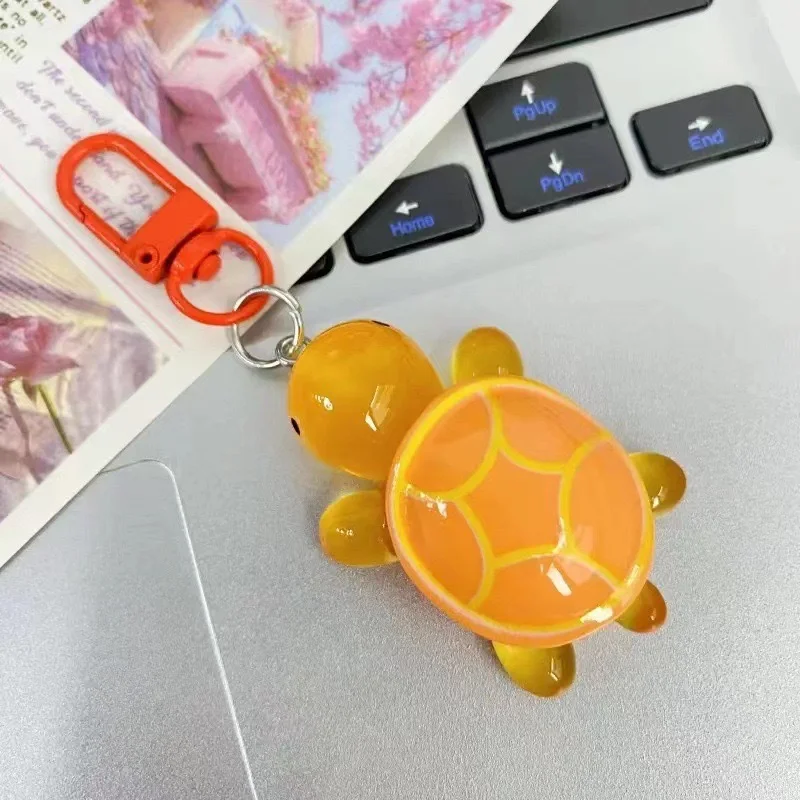 Cartoon Luminous Colored Turtle Pendant Keychain Resin Glow-in-the-dark Color Turtle Keyring Backpack Hangings Decoration Gifts