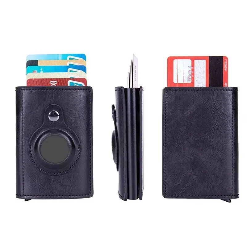 Para apple airtag carteira masculina de fibra carbono moda id titular do cartão de crédito rfid fino airtag slide carteira designer titular do cartão