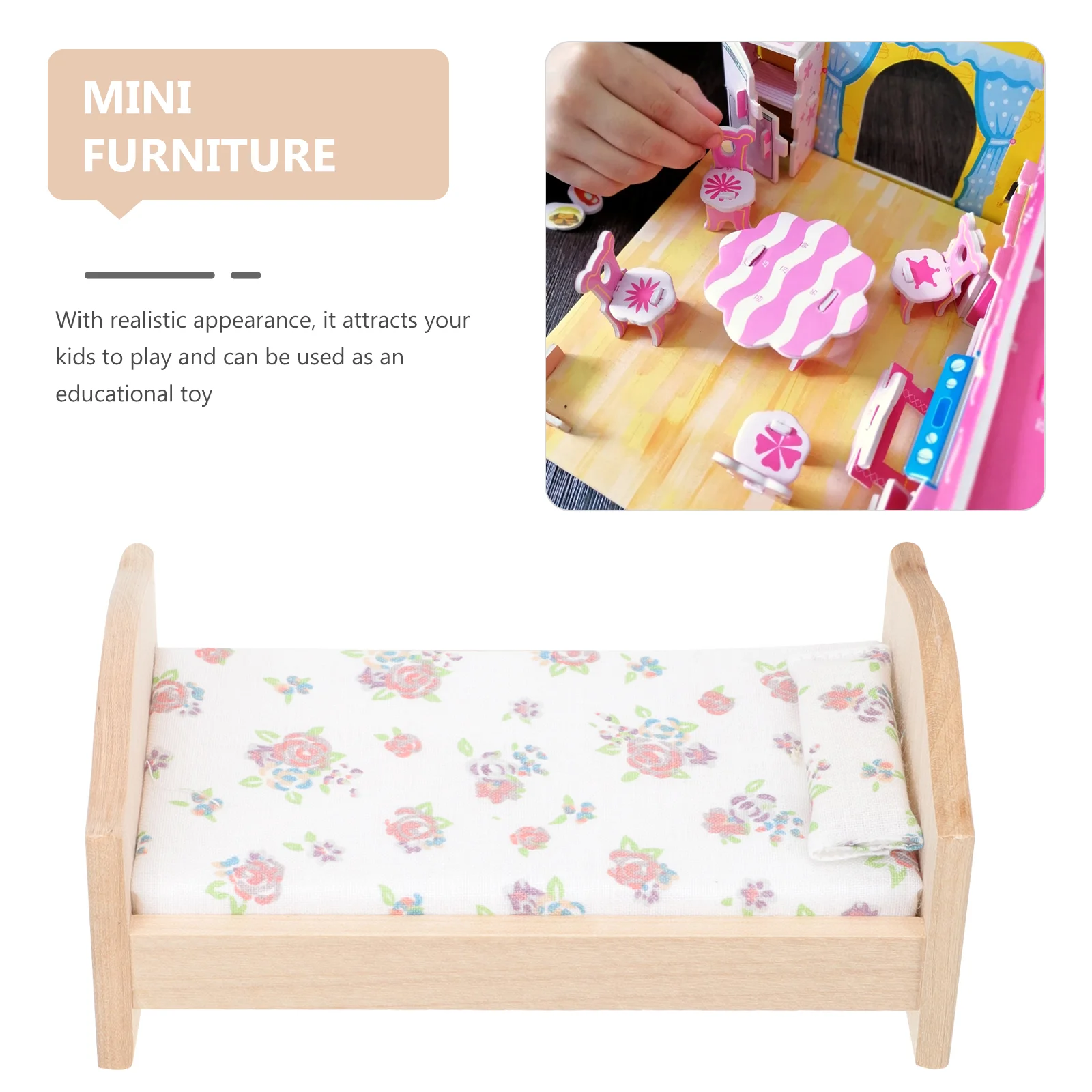 House Cot Micro-house Decoration Fairy Bed Garden Miniatures Accessories for Cotton Wood Toy Toys