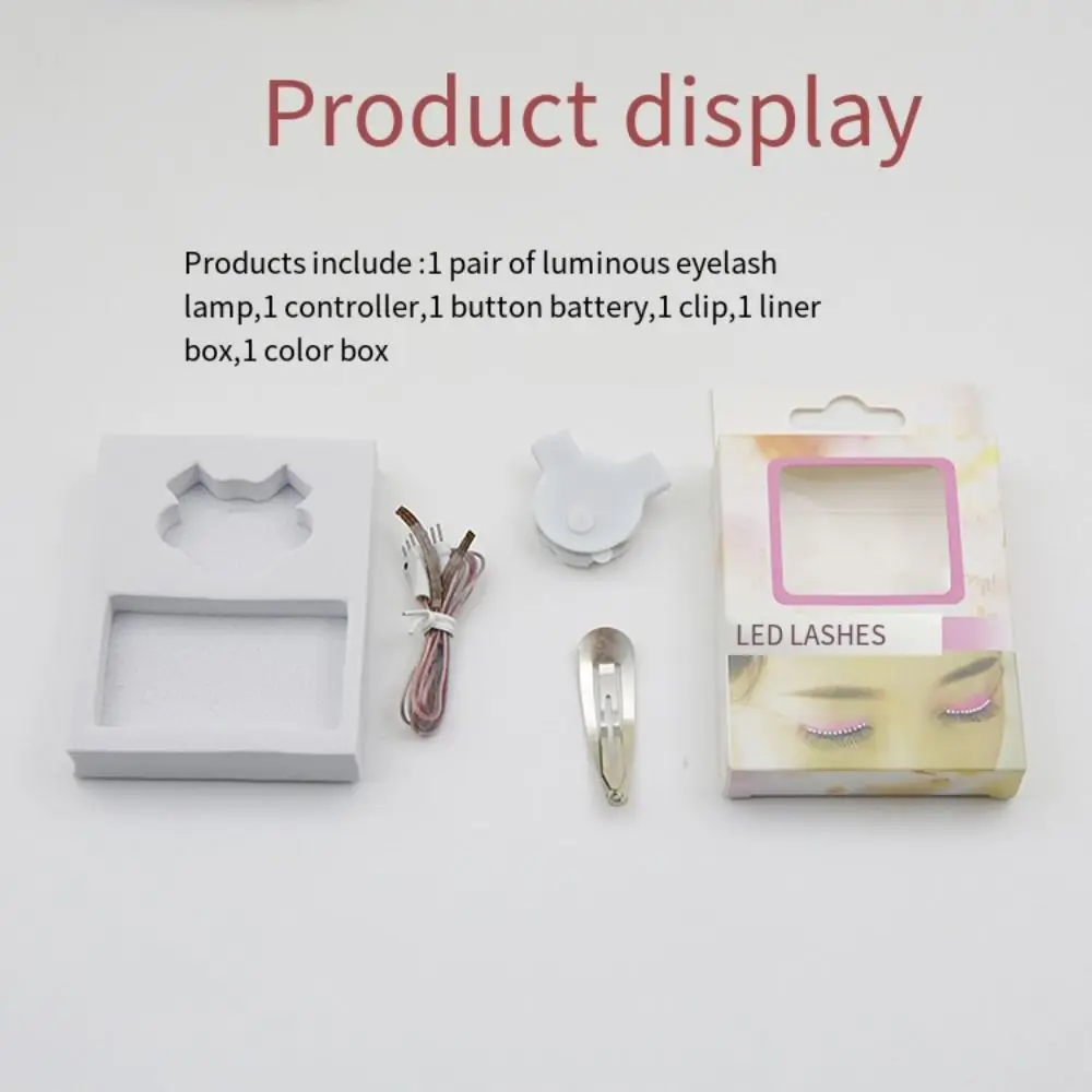 Colorful LED luminous False Eyelashes Waterproof Eyelash Lamp Halloween Light Up Eyelid Paste Flash Creative Makeup Tool