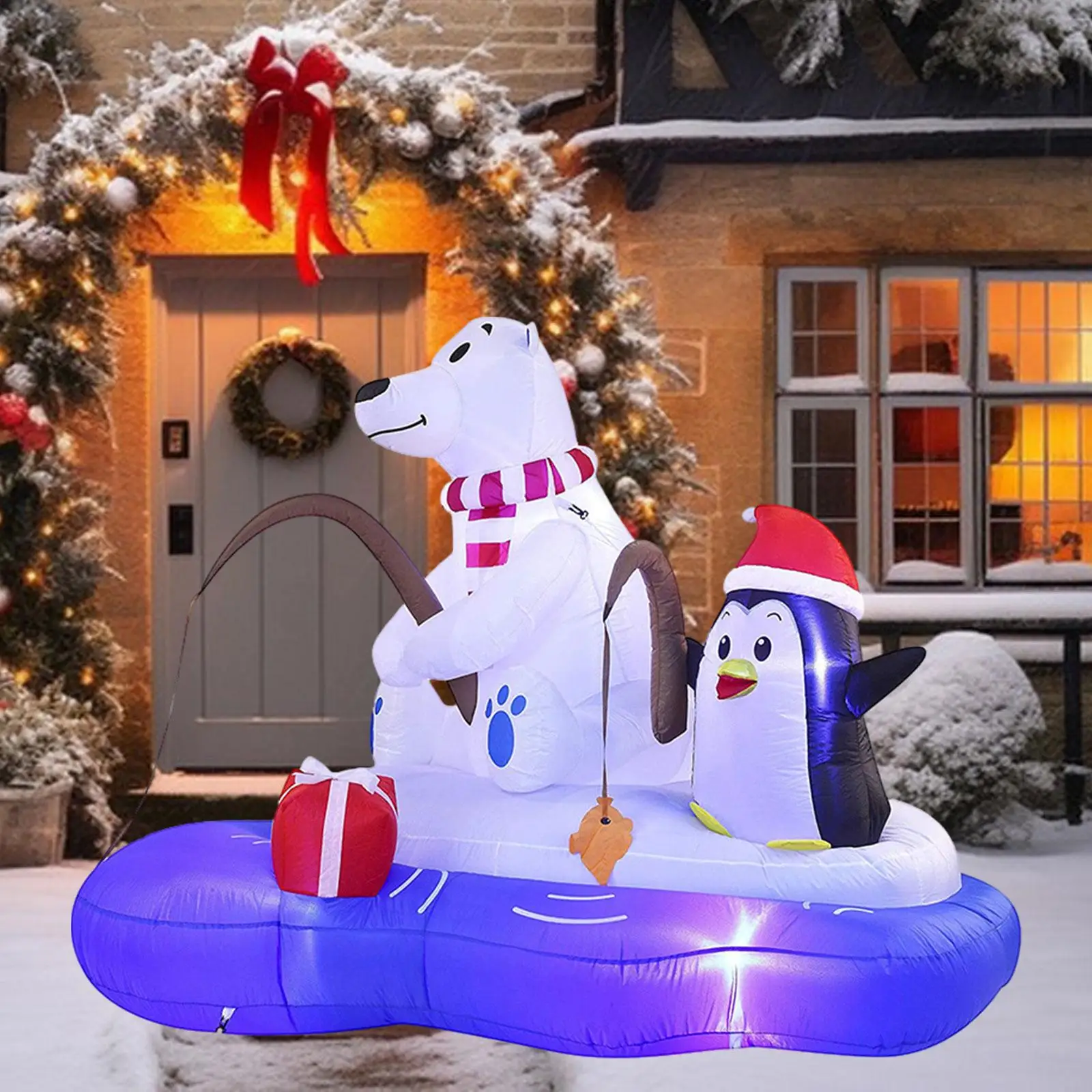 

180cm Christmas Inflatable Decoration with LED Lights EU 220V Plug Stylish Reinforced Seam Outdoor Cute for Garden Lawn Durable