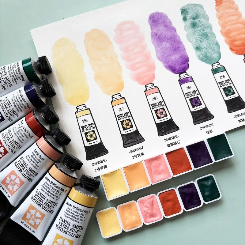 2025 New 6-color 15ml Tubular Watercolor Pigment Set Art Supplies Artist's Hand-drawn Illustration Creation Coloring Water Color
