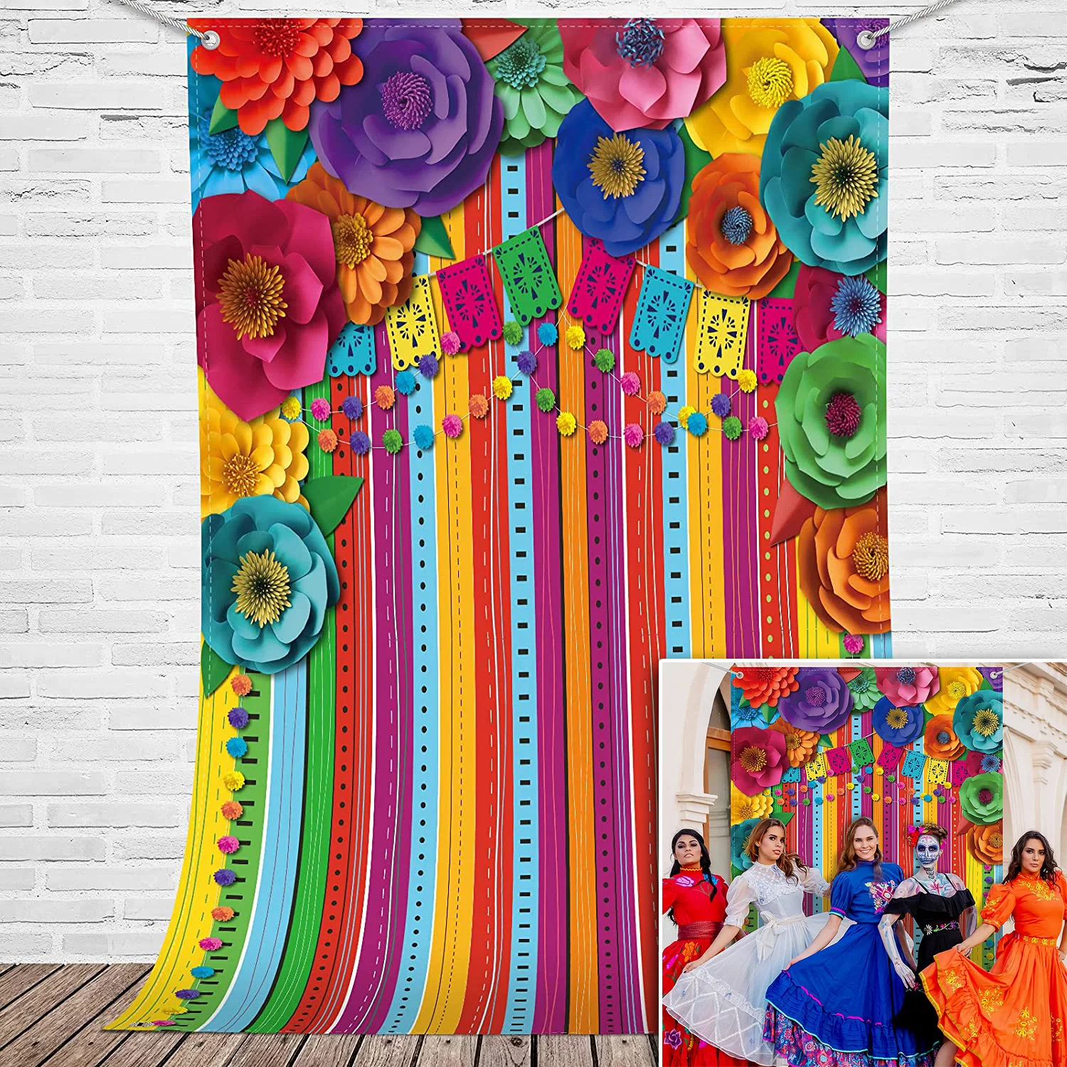 

Mexican Fiesta Backdrop Cinco De Mayo Background Taco Bar Day of The Dead Party Banner Decor Mxico Dia DE Los Muertos Dress-up