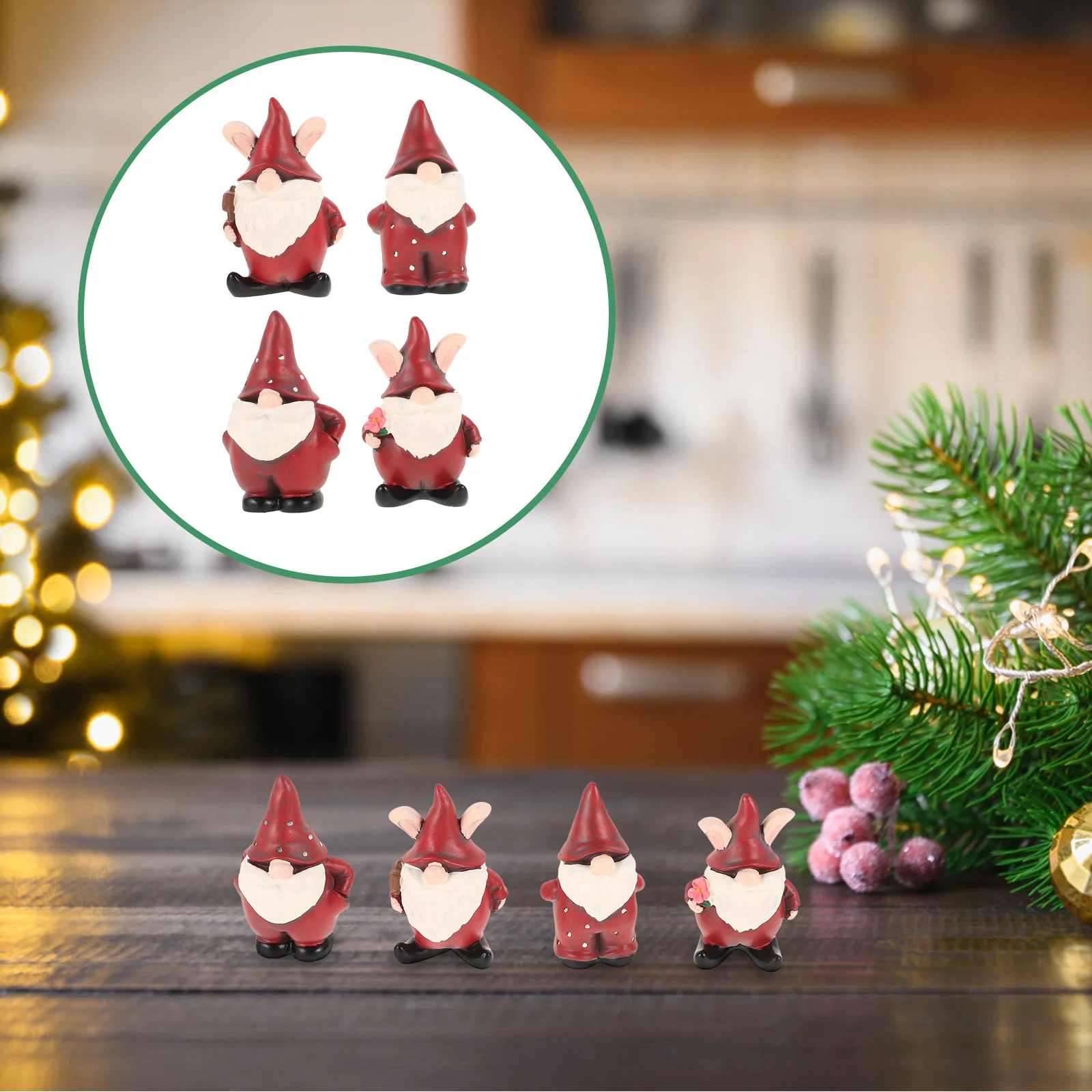 

4Pcs Christmas Gnome Resin Statues Splashproof Outdoor Garden Ornament Set Yard Decor Gnome Garden Decor Resin Statue,