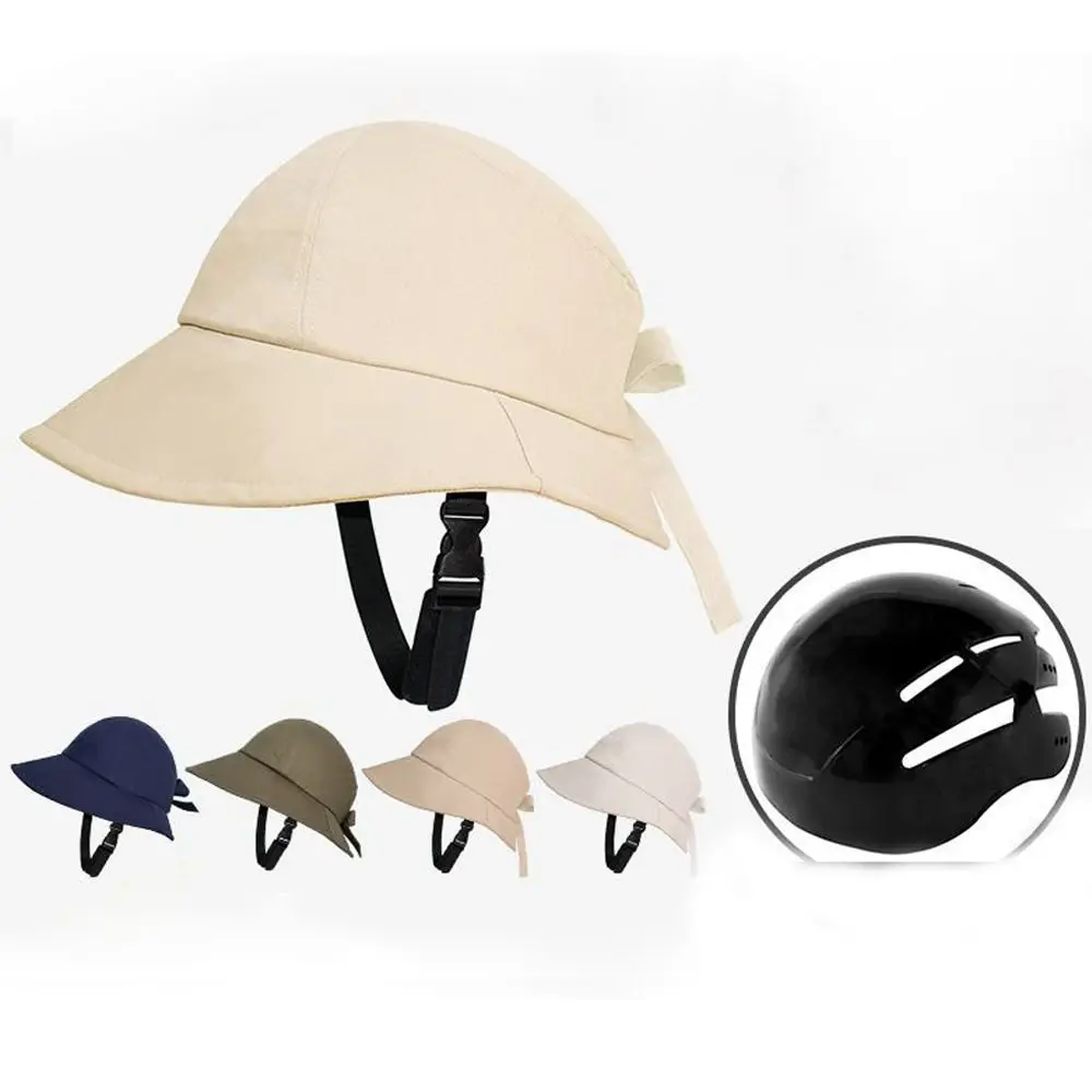 Новый велосипедный шлем с широкими полями, дышащая шляпа с защитой от столкновений, однотонная кепка для шлема