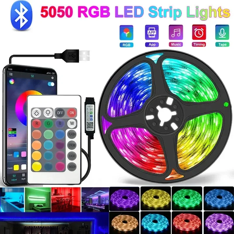 

Smart LED Light Strip USB Bluetooth APP Remote Control RGB Color Changing Flexible Light Strip Diode DIY Home Bedroom Decoration