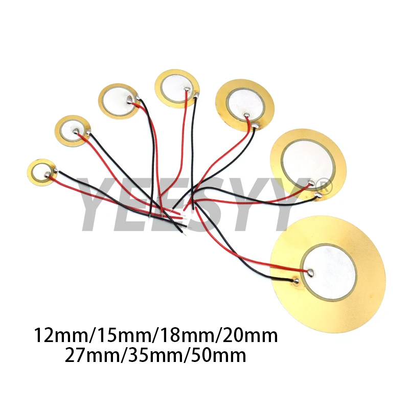 10/20pcs  12MM 15MM 18MM 20MM 27MM 35MM 50MM Piezoelectric Ceramic Wafer Plates with Wire, Diameter Copper Buzzer Loudspeaker