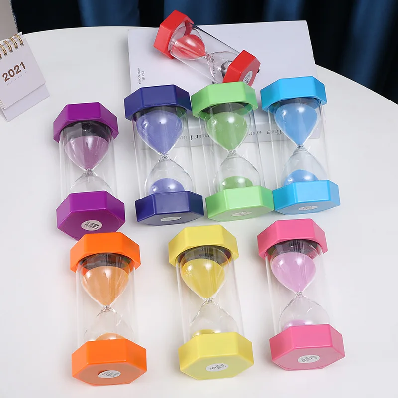 45-60 minuti clessidra di plastica esagonale orologio di sabbia a prova di caduta giocattolo per bambini Timer di studio regalo di compleanno