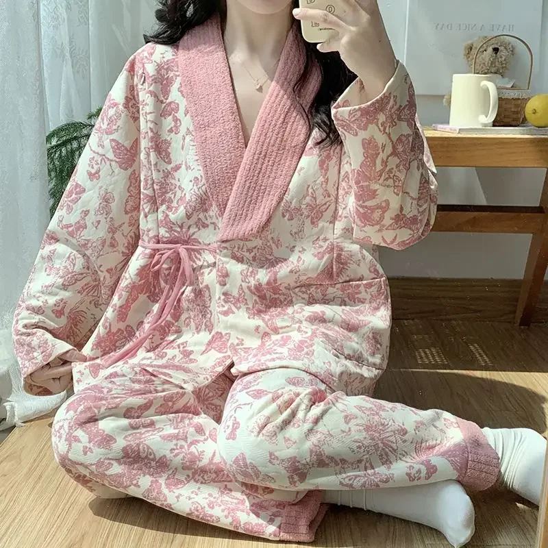 Autumn Winter Air Cotton Clothing Postpartum Lactation Clothing Spring and Autumn Cotton Pregnant Women Pajamas  Breastfeeding