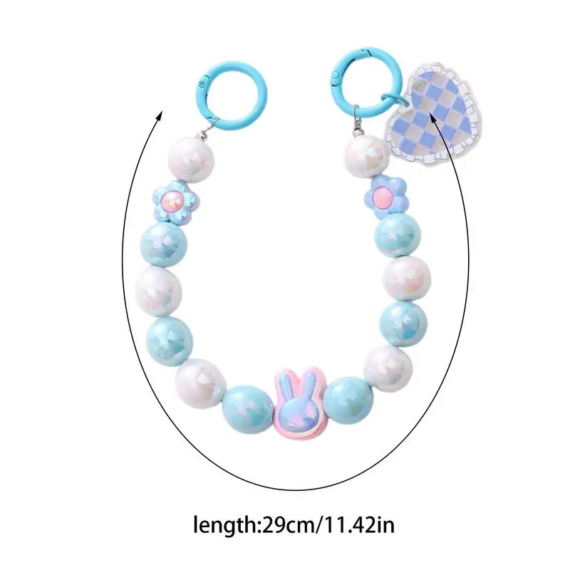 Phone Beaded Wrist Strap Cute Bow Heart Flower Rabbit Cell Phone Lanyards Colorful Anti-Lost Beaded Camera Wrist Strap For Women