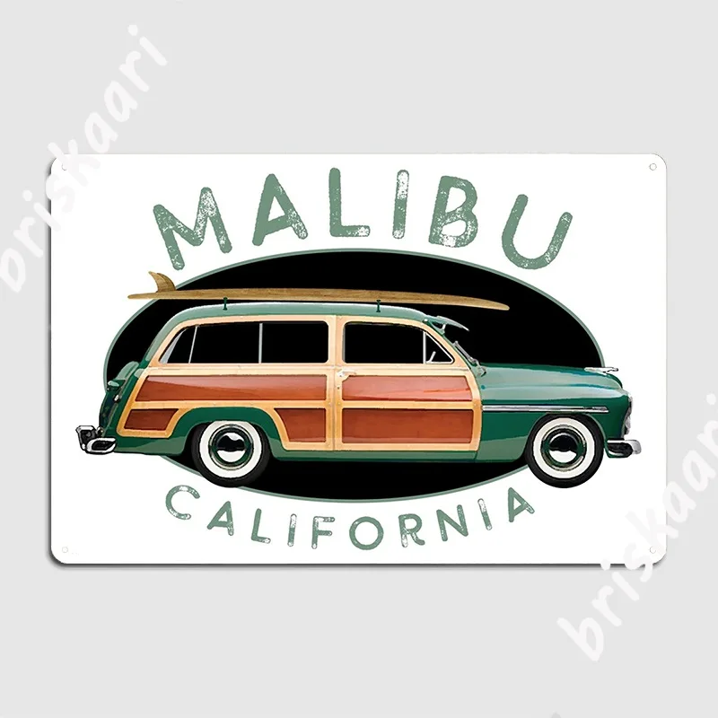 Malibu California Vintage Surfing Design Poster Metal Plaque Wall Decor Designing Mural Club Tin Sign Posters