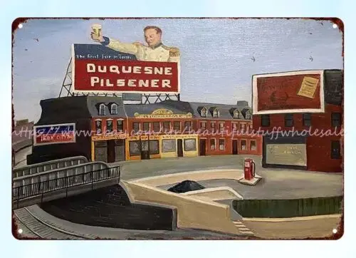 rusty replica wall decor duquesne pilsener beer metal tin sign