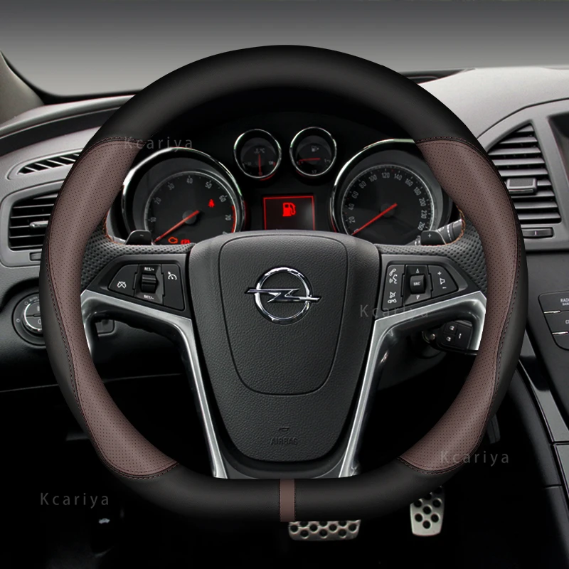 Car Steering Wheel Cover D Shape Leather For Opel Astra 2015-2021 Corsa Combo Mokka 2018-2021 Grandland X Insignia CT 2017-2021