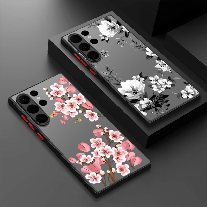 Funda de lujo con flor de melocotón y peonía para Samsung Galaxy S25 Ultra S24 S23 S22 S21 FE A34 A54 A15 A35 A55 A16 A26 A36 A56 5G Capa Coque