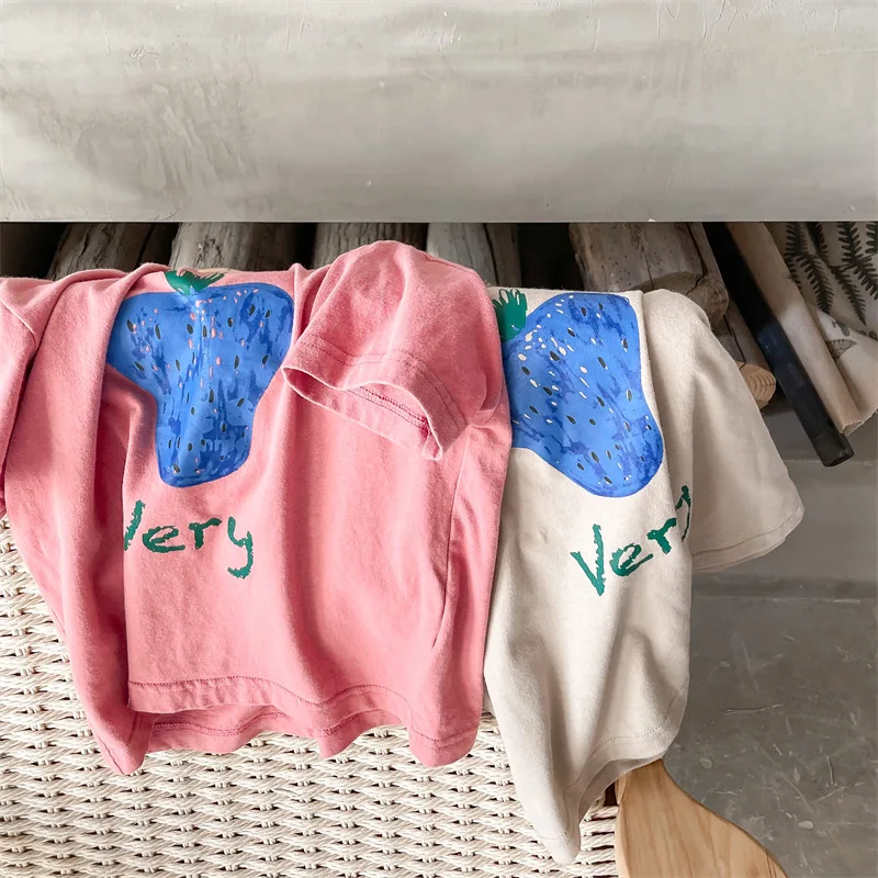 Girls T-shirts 2026 Summer Short-sleeved Tops for Kids Cartoon Fashion Children Tees Toddler Undershirts Cotton Baby Outfits