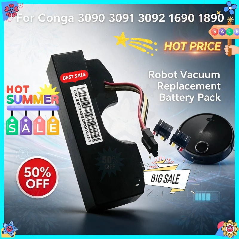 14.4V 2800mAh 6800mAh Rechargeable Battery Pack for CECOTEC CONGA 1690 3090 3091 3092 1890 2090 Robot Vacuum Cleaner Accessories