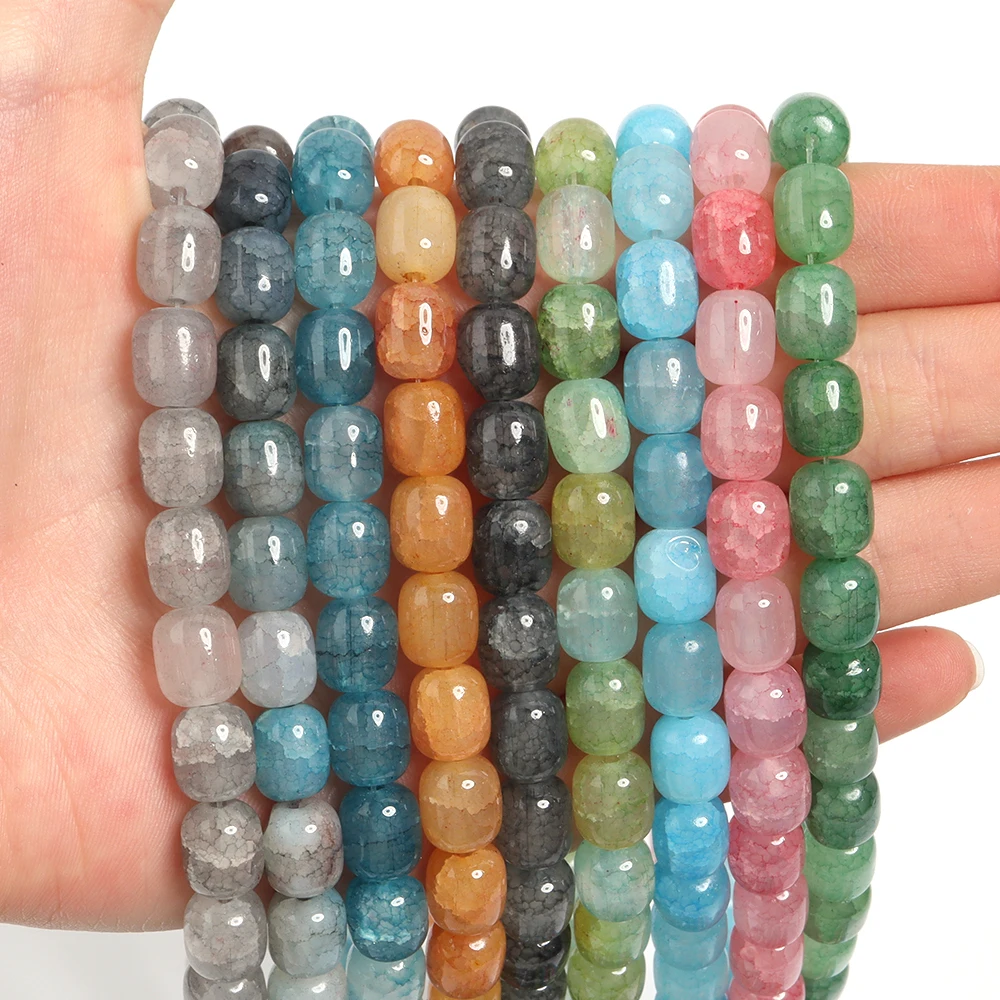 

8x10mm Barrel Shape Glass Beads Colored Floral Loose Spacer Glass Bead For Jewelry Making DIY Charm Earring Bracelet Phone Chain
