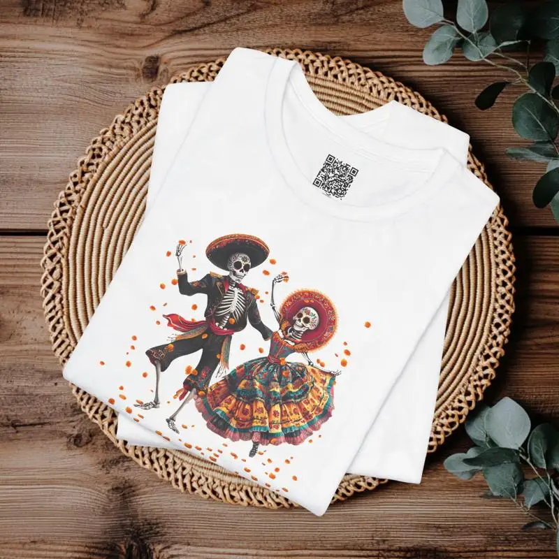 Fiesta bailando esqueletos camiseta Día de los Muertos folclore Calavera mexicana pareja traje XS 5X Halloween