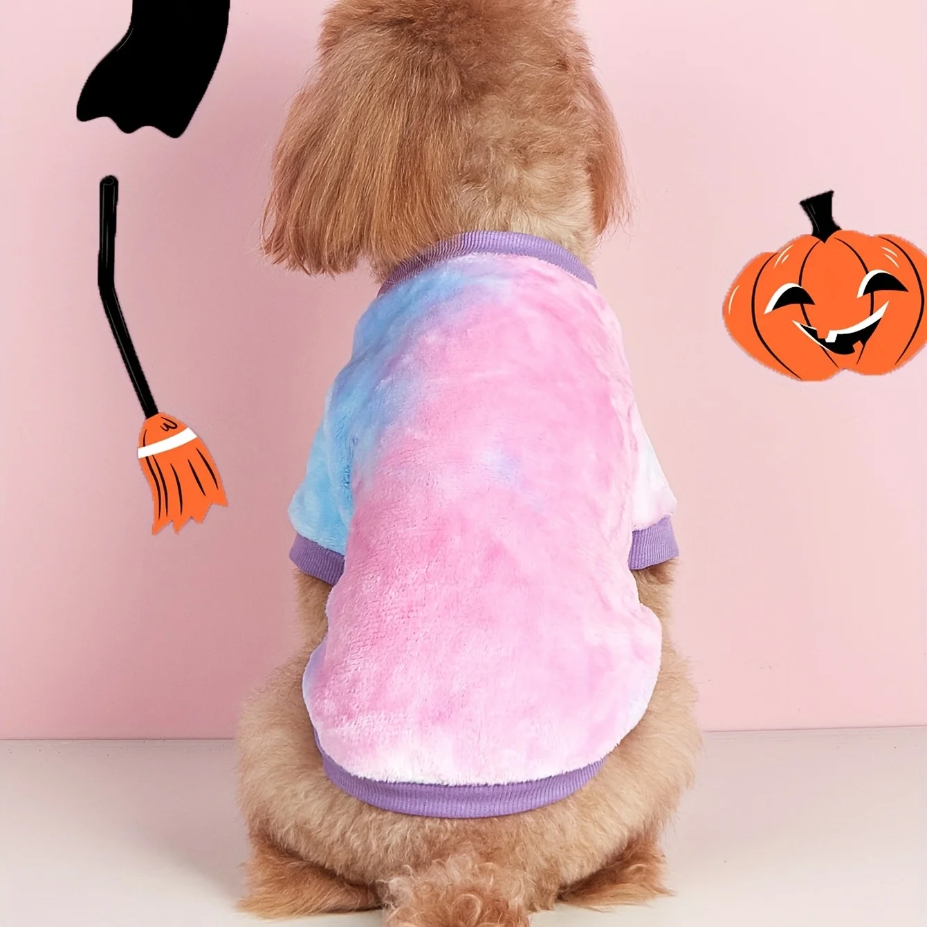 Pet clothes Dog and cat sweatshirt Comfortable and warm Lining plus velvet Pink, purple, blue gradient fashion