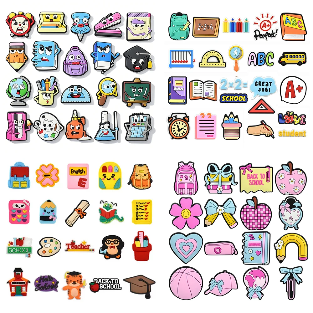 16-23Pcs School Notes Shoe Charm for Crocs, Book Pencil Badge clog Sandals shoes Accessories Buckle Decoration Boy Girl Gifts