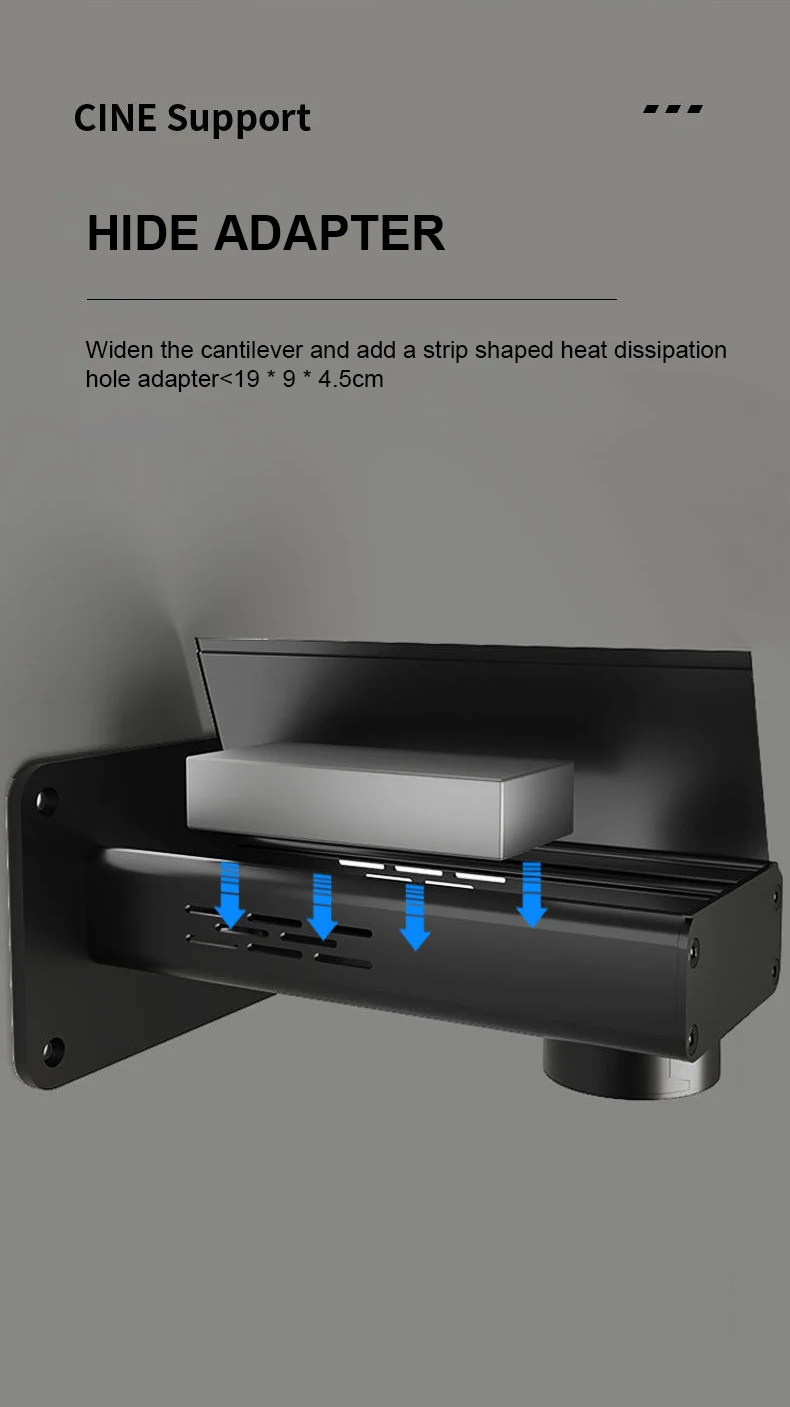 DAHUI Verstellbare Projektor-Wandhalterung mit Verstecktem Adapter-Bereich für XGIMI RS10Ultra Dangbei X5s JMGO N3 Gimbal-Projektorständer – Detail 5