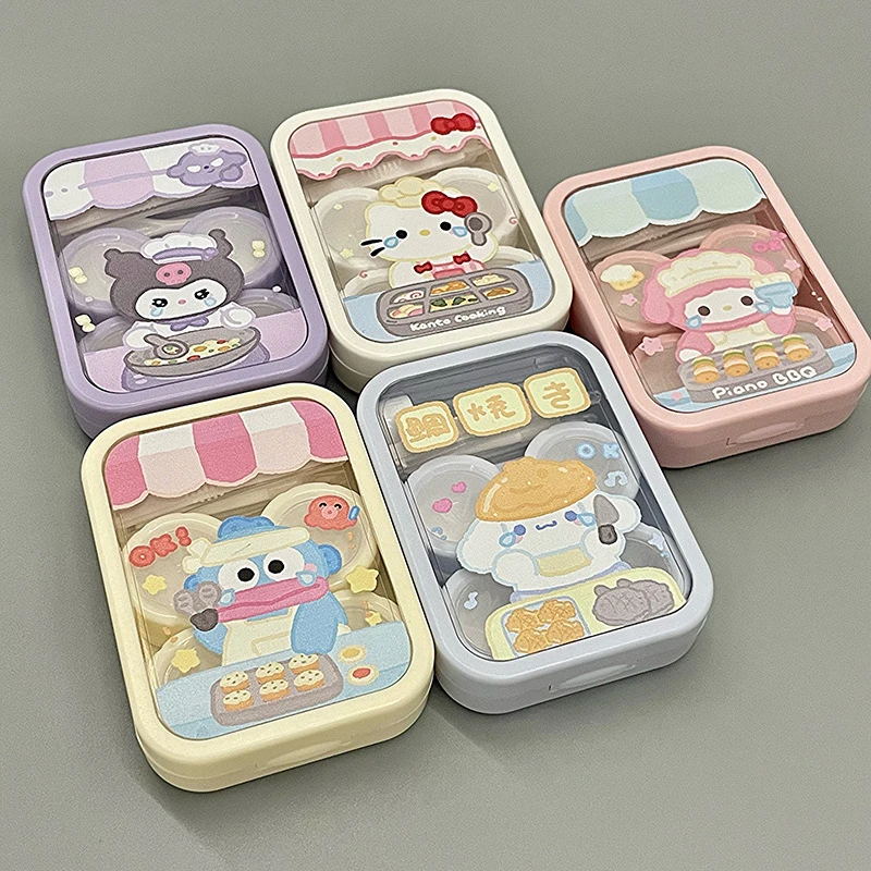 Cartoon Anime Character Cute Transparent Contact Lens Storage Box For Women Girls Kawaii Portable Travel Beauty Pupil Case Gift