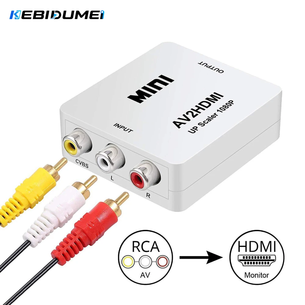 KEBIDUMEI RCA To HDMI Converter 1080P AV To HDMI-compatible Adapter  AV2HDMI AV/CVSB To HDMI-compatible AV To HDMI Switch