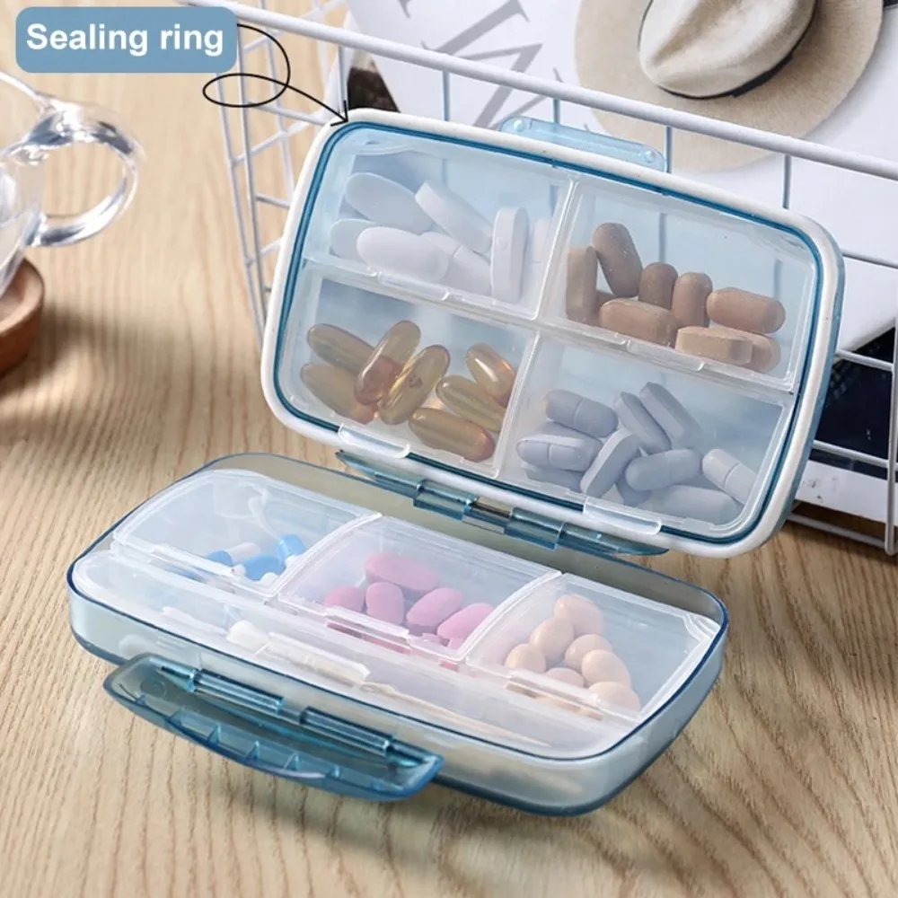 8 Compartments Weekly Pill Case Moisture-proof Double-layered Pill Storage Box Detachable Large Capacity Portable Pill Dispenser